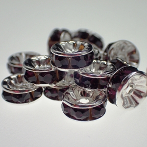 8mm Rhinestone Rondelle-Amethyst (pkt of 20)